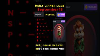 Daily cipher hamster kombat today  13 September hamster kombat daily cipher combo  5 million coins [upl. by Marder]