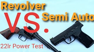 22lr Revolver vs Semi Auto power test [upl. by Thomsen]