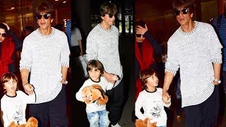 Shahrukh Khan And CUTE AbRam RETURNS From Austria Holidays Spotted At Airport [upl. by Garvin742]