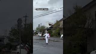 Powerful Typhoon Shanshan hits Japan  VOA News shorts [upl. by Eema]