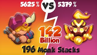 Is 196 Monk Stacks Enough Bard 5625 vs Monk 5379 PVP Rush Royale [upl. by Eniortna]