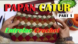 Crochet Entrelac Bag in a Round  Tutorial Merajut Motif Papan Catur PART 1 [upl. by Eedya]