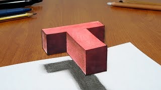 Try to do 3D Trick Art on Paper floating letter T [upl. by Idnil]