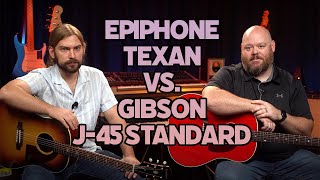 Epiphone Texan vs Gibson J45 Standard  Does Scale Length Make a Difference [upl. by Ayatal]