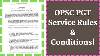 OPSC PGT Recruitment Service Rules amp Conditions II Odisha PGT Recruitment Details [upl. by Eilis130]