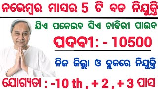 November Month Top Odisha Govt Jobs 2023  10th Pass Jobs in Odisha  Odisha New Job Vacancy [upl. by Tedmund]