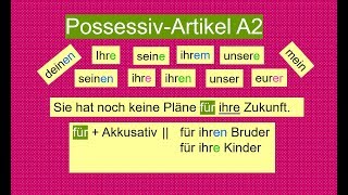 PossessivartikelÜbung A2 Nominativ Akkusativ amp Dativ [upl. by Lletnahc]