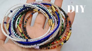 How to make a simple Beaded Anklet tutorialDIY AnkletBeading tutorialPanadahallselected [upl. by Gerrie122]