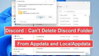 Cant Delete Discord Folder From Appdata and LocalAppData  Discord Uninstall [upl. by Dougall]