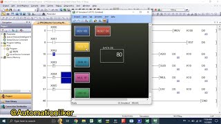 GX Works 2  ADDSUBMULDIV instruction mitsubishi PLC FX series connected with HMI simulator [upl. by Tadeas]