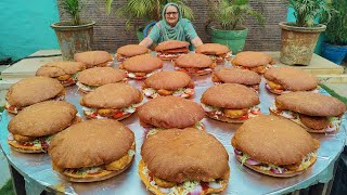 BIG BURGERS  Indian Style Giant burger recipe  Street Food  Veg village food [upl. by Onavlis298]