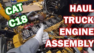 Putting the Cat 18L Engine back together in a Big Haul Truck Cat C18 Diesel Engine [upl. by Aicssej]