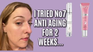 TESTING No7 LINE CORRECTING BOOSTER SERUM amp RESTORE amp RENEW FOR 2 WEEKS [upl. by Nirak]