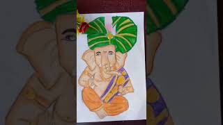 Bappa drawing with new pencil colours 😍🤩🙏⭐Art with Janhavi 🌸☺️shorts [upl. by Denzil520]