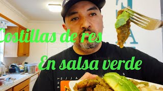 Costillas de res en salsa verde [upl. by Neelyak]