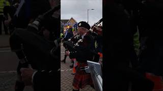 SCOTTISH BAGPIPERS AND IPSWICH FANS MARCH ALONG PORTMAN ROAD [upl. by Calendre]