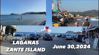 Laganas Zante Island  June 302024  Before month end almost 7pm still hot and beautiful [upl. by Jarrad]