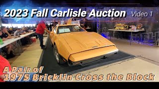 2023 Fall Carlisle Auction A Pair of 1975 Bricklin Crosses the Block fallcarlisle bricklinsv1 [upl. by Velda]