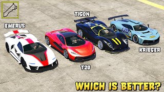 GTA 5  TIGON vs EMERUS vs KRIEGER vs T20  Which is Better  Track test included [upl. by Ialokin]