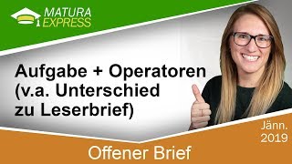 Offener Brief – Aufgabe  Operatoren  Zentralmatura Deutsch Jänner 2019 07 [upl. by Candida]