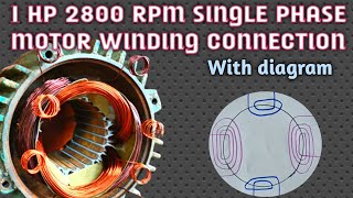 1 HP 2800 rpm single phase motor winding connection with diagramWater pump winding connection [upl. by Eckhardt69]