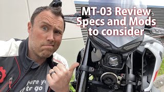 Yamaha MT03 Review Specs and Mods to consider [upl. by Yelnats]