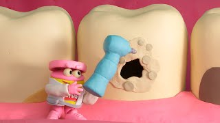 Play Doh Videos 🦷 DENTIST 🦷 Tooth Trouble 🦷 Stop Motion PlayDoh Kids  The PlayDoh Show [upl. by Amby]