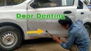 Car Door Dent repairing  Datsun Go door denting [upl. by Drhacir]