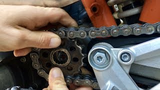 How to Change KTM 690 Enduro R Countershaft Sprocket [upl. by Ahsenal907]