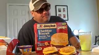 The New Jimmy Dean Cheddar Biscuit Breakfast Sandwich Its Like Waking Up To Red Lobster🍤🍳 [upl. by Dlonra]