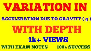 VARIATION OF  g  WITH DEPTH  VARIATION IN ACCELERATION DUE TO GRAVITY WITH EXAM NOTES [upl. by Richman]