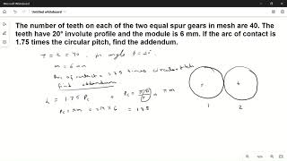 Spur gears Numerical problem  Find adendum [upl. by Ayatahs]