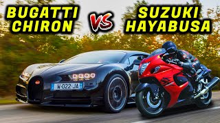 Suzuki Hayabusa vs Bugatti ChironDrag Race Comparison SuzukiHaybusa BugattiChiron [upl. by Yvor68]