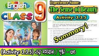 Class 9 English Activity 335 Summary  The Sense of Beauty Page 45 solution [upl. by Yragerg]