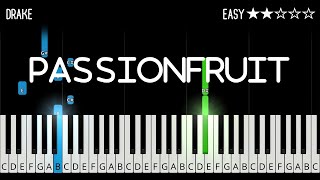 Drake  Passionfruit Instrumental  EASY Piano Tutorial [upl. by Leuneb]