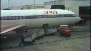 BEA Trident Aircraft being unloaded  Thames TV  1970 [upl. by Nancee366]