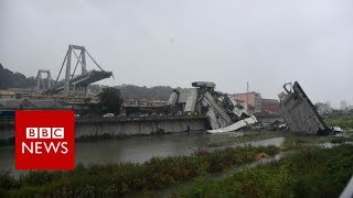 Italy bridge Moment of Genoa motorway collapse  BBC News [upl. by Juliet743]