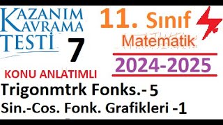 11 Sınıf Kazanım Testi 7  2024 2025  Trigonometrik Fonksiyonlar 5 Sinüs ve Kosinüs Grafikleri 1 [upl. by Dowell]