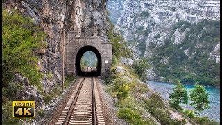 4K CABVIEW Capljina  Sarajevo  99 tunnels and 65 bridges  The Neretva River Canyon [upl. by Burdelle]