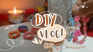 DIY Vlog 💫  Clay rings 🎀  Pastel beads bracelets 💖  Relaxing art therapy 🌿  Bangladesh [upl. by Aeneus725]