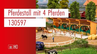 FALLER  Pferdestall mit 4 Pferden  H0  130597 [upl. by Ttsepmet397]