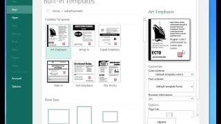 Microsoft publisher 2016 tutorial 01 Add and edit personal and company information [upl. by Ariahs]