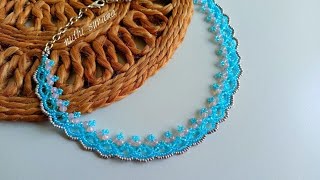 How to make Crystal NecklaceBeading Tutorial Diy [upl. by Engeddi]