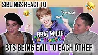 Siblings react to quot8 minutes of BTS being chaotically evil to each otherquot 😂😈🤭💜 [upl. by Imot719]