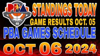 PBA Standings today as of October 5 2024  Pba Game results  Pba schedules October 6 2024 [upl. by Ytak926]