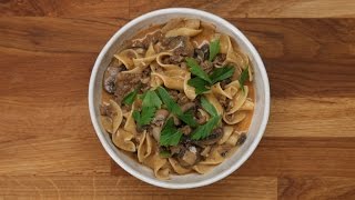 OnePot Ground Beef Stroganoff [upl. by Loreen109]