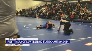 Local middle schools compete in first TMSAA Girls Wrestling State Championship [upl. by Otreblada]