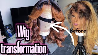 WIG TRANSFORMATION DIY  CHANGING AN OLD FRONTAL WIG TO A CLUELESS WIG VERY DETAILED glueless [upl. by Cosetta]