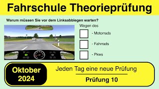 🚘 Führerschein Theorieprüfung Klasse B 🚗 Oktober 2024  Prüfung 10🎓📚 [upl. by Levine245]