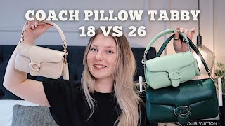 COACH PILLOW TABBY 18 VS 26  PILLOW TABBY UNBOXING  Zoe Corrigall [upl. by Ymerrej]